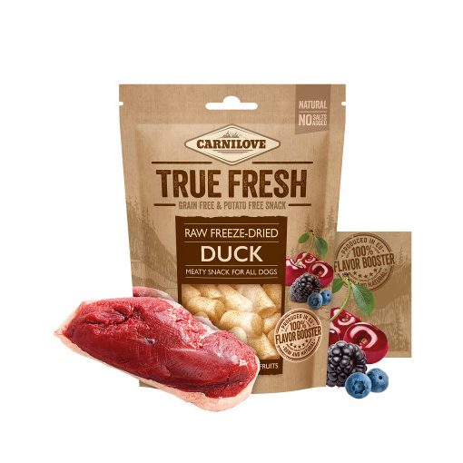 Carnilove True Fresh Raw Freeze-Dried fagyasztva szárított falatok | kacsa & piros gyümölcsök 40 g
