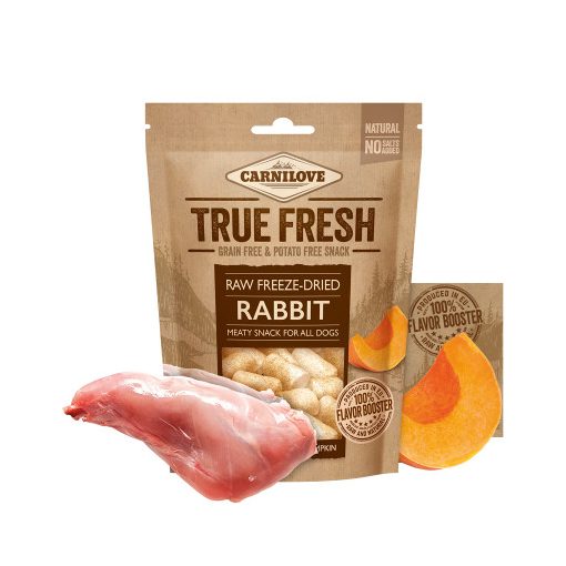 Carnilove True Fresh Raw Freeze-Dried fagyasztva szárított falatok | nyúl & sütőtök 40 g