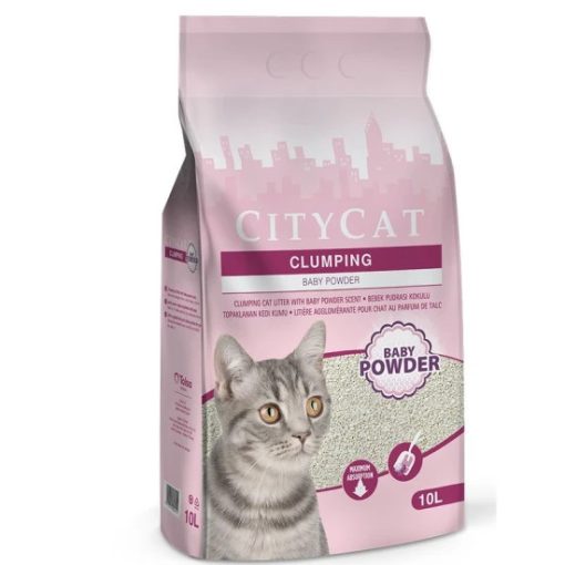 Citycat Baby Powder csomósodó bentonit macskaalom babahintőpor illatú 10 l
