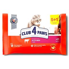 Club4Paws marhahús aszpikban felnőtt macskáknak 6x80 g