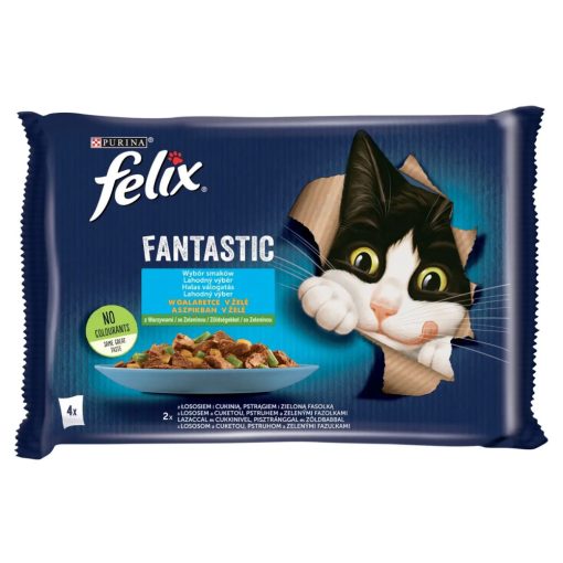 Felix Fantastic Duo halas válogatás aszpikban felnőtt macskáknak 4x85 g