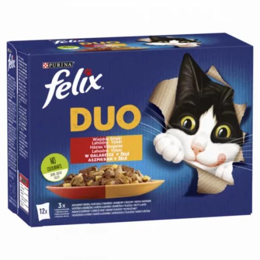 Felix Fantastic Duo házias válogatás aszpikban felnőtt macskáknak 12x85 g