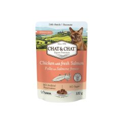   Gheda Chat&Chat Expert Premium Chicken with Fresh Salmon Sterilized ivartalanítot felnőtt macskaeledel 100 g