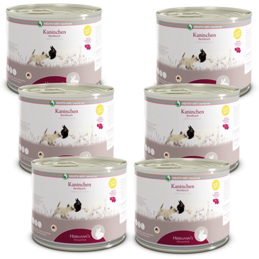 Herrmann's 100% bio nyúlhús monoprotein kizárásos diétához kutyáknak és macskáknak 12x200 g