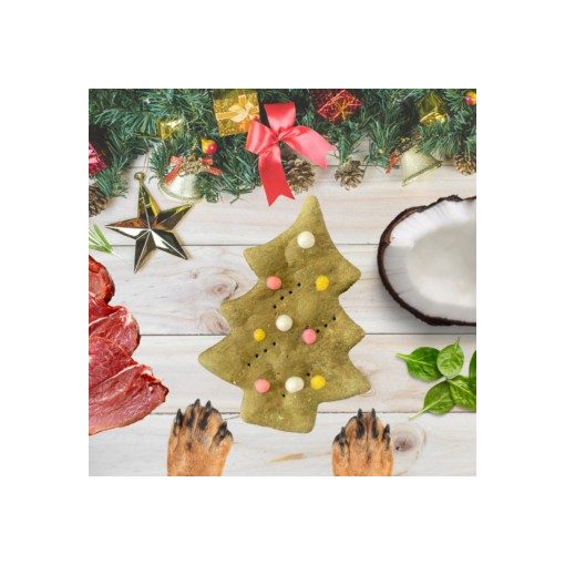Hov-Hov Karácsonyfa kézműves marhahúsos-spenótos kutyakeksz 12 cm