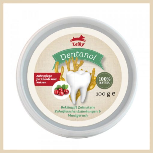 Leiky Dentanol 100% természetes fogkő, fogínygyulladás és szájszag elleni por kutyáknak és macskáknak 100 g