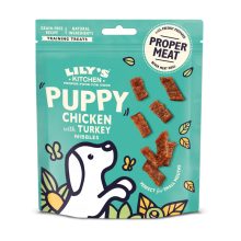 Lily's Kitchen Dog Chicken with Turkey Nibbles Puppy Treats jutalomfalat kölyökkutyák részére 70 g