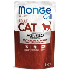 Monge Grill Adult Cat gabonamentes nyúl zselében alutasakos nedves eledel felnőtt macskáknak 85 g