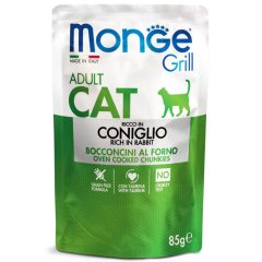   Monge Grill Adult Cat gabonamentes nyúl zselében alutasakos nedves eledel felnőtt macskáknak 85 g