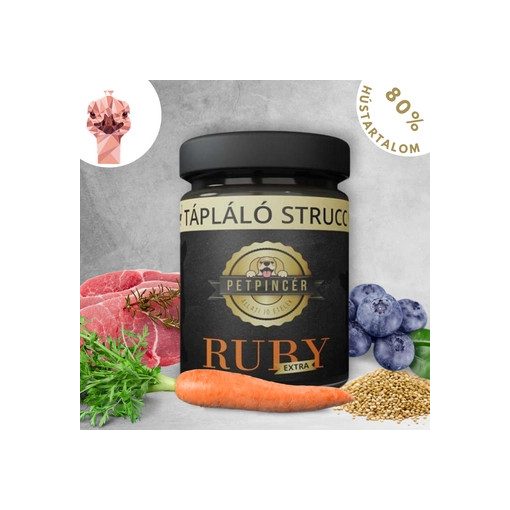 PetPincér Ruby Extra strucchús menü főtt kutyaeledel 80% hústartalommal 300 g