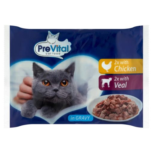 PreVital Farm Selection pulyka, tőkehal, marha, lazac szószban felnőtt macskák részére 12 x 85 g