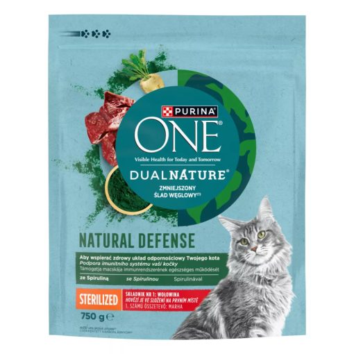 Purina One DualNature Sterilcat spirulinával marhában gazdag száraz macskaeledel ivartalanított felnőtt macskáknak 750 g