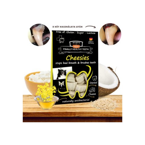 Qchefs Cheesies természetes fogtisztító jutalomfalat kutyáknak 65 g