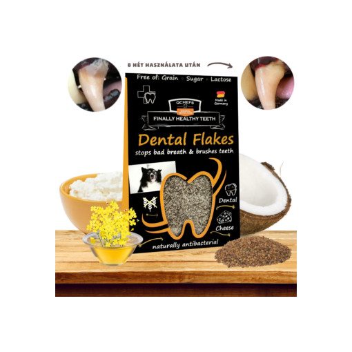 Qchefs Dental Flakes természetes fogtisztító pehely kutyáknak 90 g