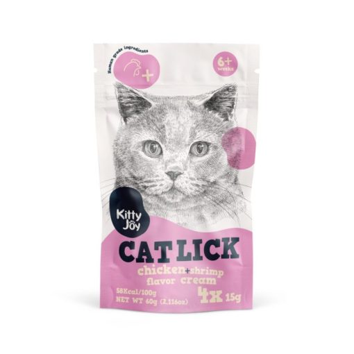 Kitty Joy Cat Lick csirkés és garnélarákos krém 4x15 g