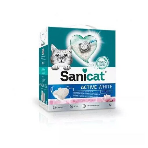 Sanicat Active White Lotus Flower ultra csomósodó fehér bentonit macskaalom 6 liter