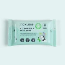Tickless® Citronella Dog Wipe természetes kullancs-, bolha- és szúnyogriasztó nedves törlőkendő 20 db