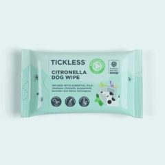   Tickless® Citronella Dog Wipe természetes kullancs-, bolha- és szúnyogriasztó nedves törlőkendő 20 db