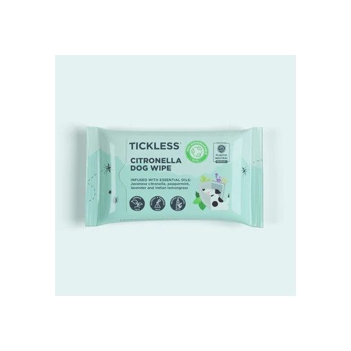 Tickless® Citronella Dog Wipe természetes kullancs-, bolha- és szúnyogriasztó nedves törlőkendő 20 db