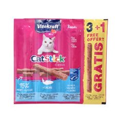   Vitakraft Cat Stick Mini jutalomfalat macskák részére lazaccal és pisztránggal 4x6 g (3+1 grátisz)