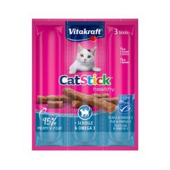   Vitakraft Cat Stick Mini jutalomfalat macskák részére lepényhallal és Omega-3-mal 3x6 g