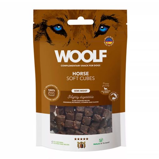 Woolf Horse Soft Cubes főtt, puha lóhús kockák 100 g