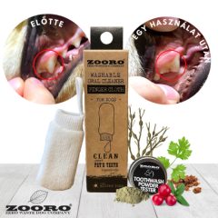   Zooro® mosható és ujjra húzható ezüstionos fogtisztító kutyáknak, ajándék fogmosó porral